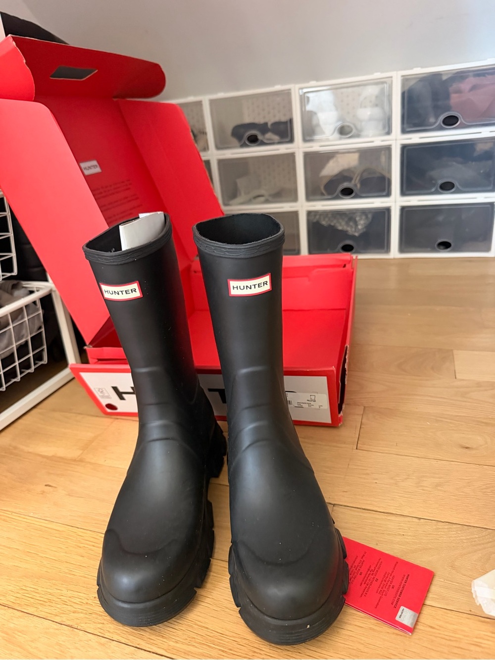 Hunter Women’s Black Waterproof Rain Boots (Micah Lug Sole)